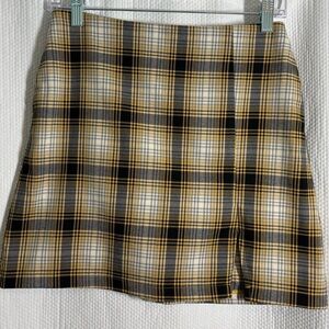Urban Outfitters Plaid Mini Skirt in Black and Yellow